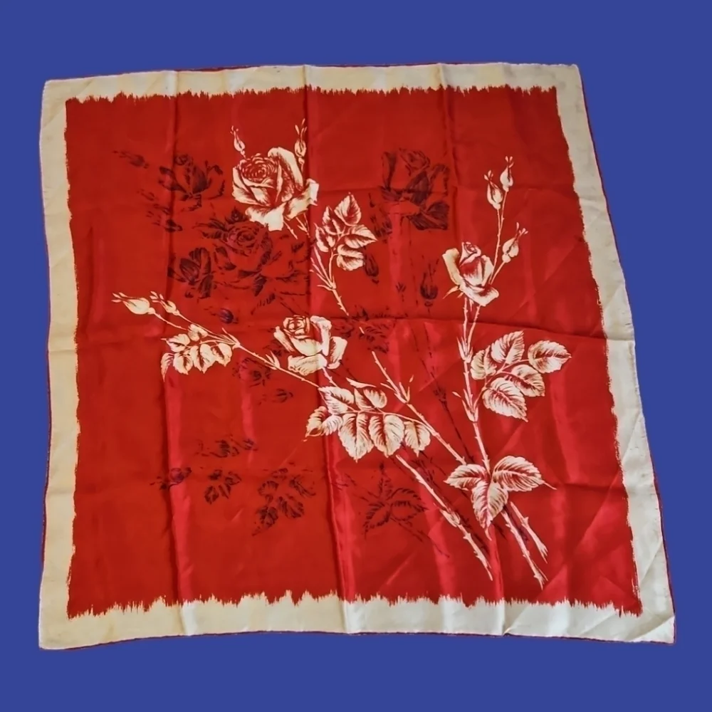 Vintage Estate Silk Rose Mantilla Scarf